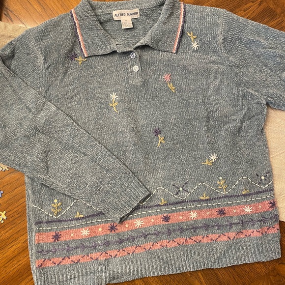 NWT VTG ALFRED DUNNER 
KNIT GRANDMA SWEATER XL - Picture 2 of 6